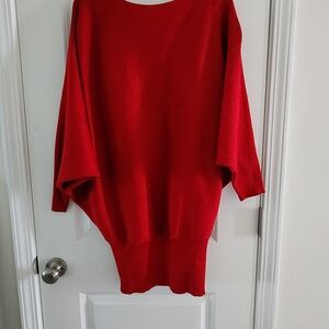 New York & Company Vibrant Red Poncho